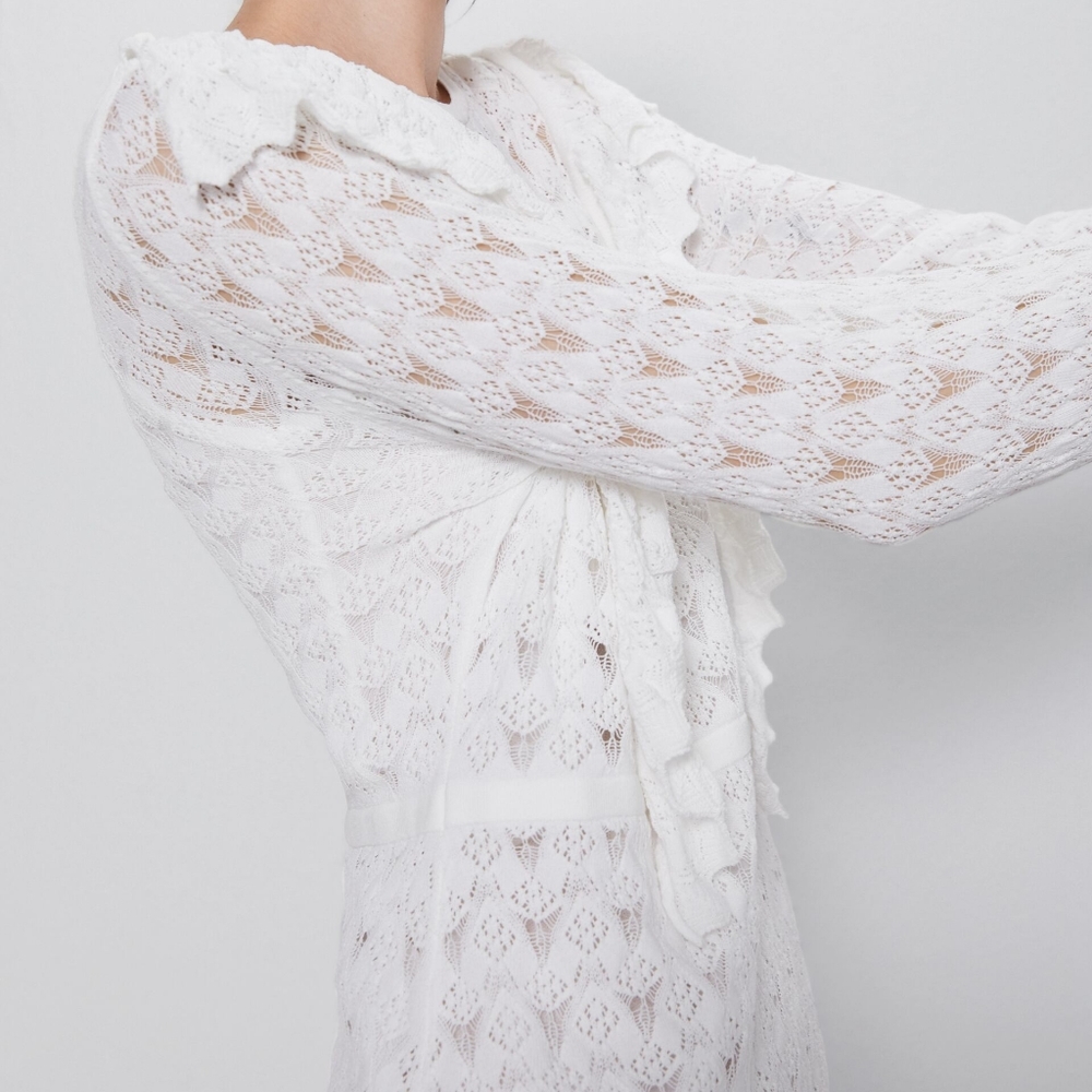 New Zara pointelle knit ruffle dress